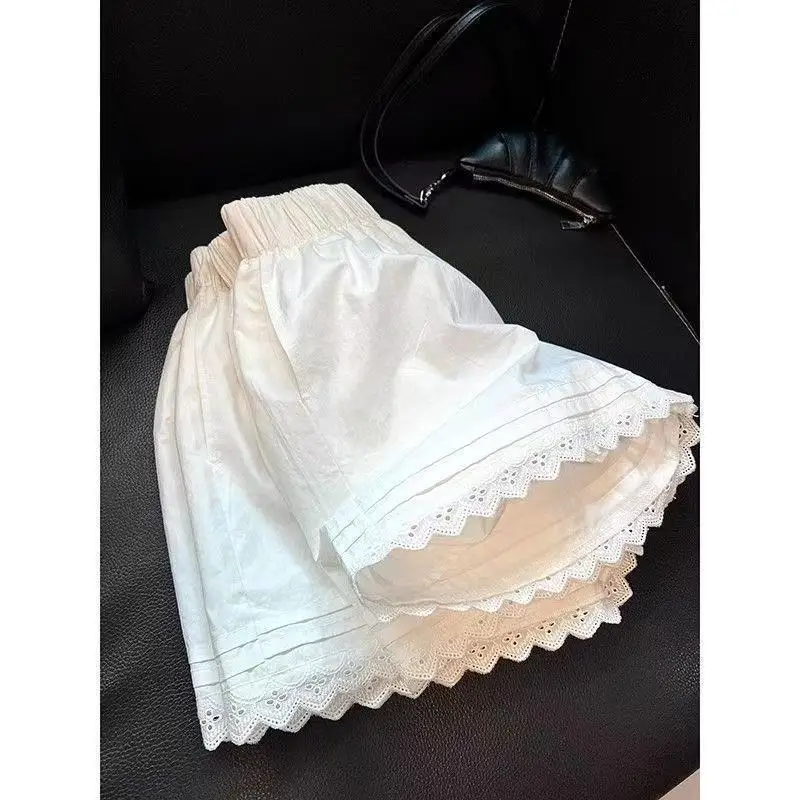 Lace Casual Loose Hot Pants Women Sexy Summer Y2K Vintage Gothic Korean Fashion Kpop White Black Short Trousers Woman bottoms