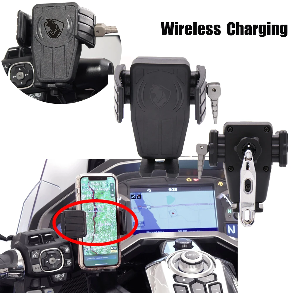 Wireless Fast Charging For HONDA Gold Wing GL 1800 F6B GL1800 DCT 2018-2021 2019 Motorcycle GPS Phone Holder Navigation Bracket