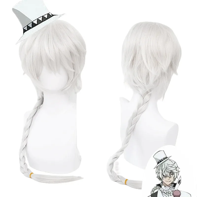 qq34Anime Gogol Cos 90CM White Gradient Long Heat Resistant Synthetic Hair Halloween Party Cosplay Wigs+Wig Cap view 2