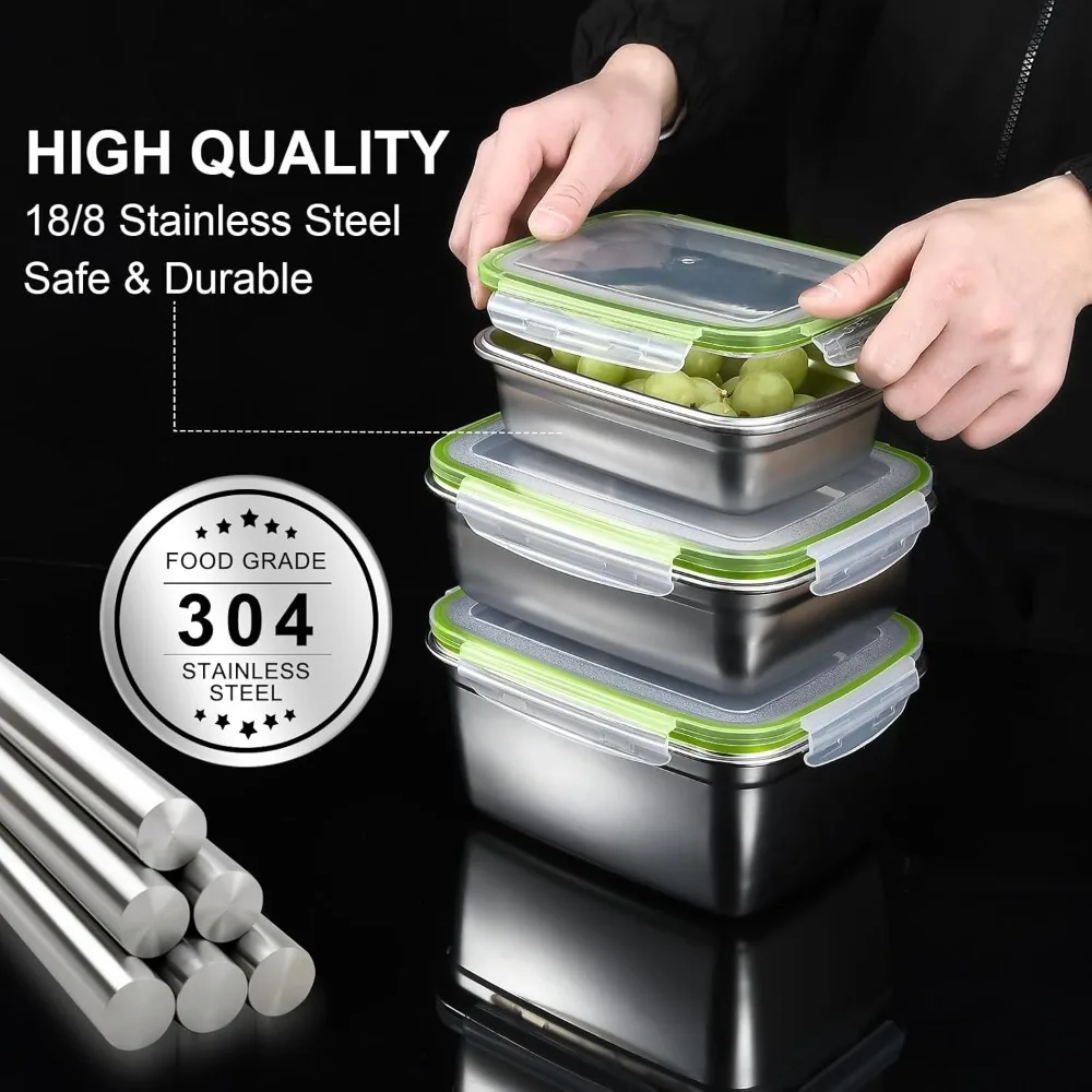 3 Piece Stainless Steel Food Containers 5