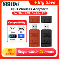 8BitDo Wireless Bluetooth Adapter 2 for Ultimate 2C Bluetooth Myth Wukong Ultimate 3-mode Pro 2 SN30 Pro XBOX Switch Controller