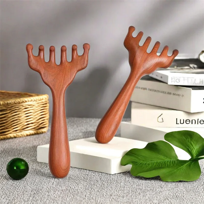 Head Meridian Massage Comb Sandalwood Wide Tooth Comb Acupuncture Therapy Blood Circulation Anti-Static Smooth Hair