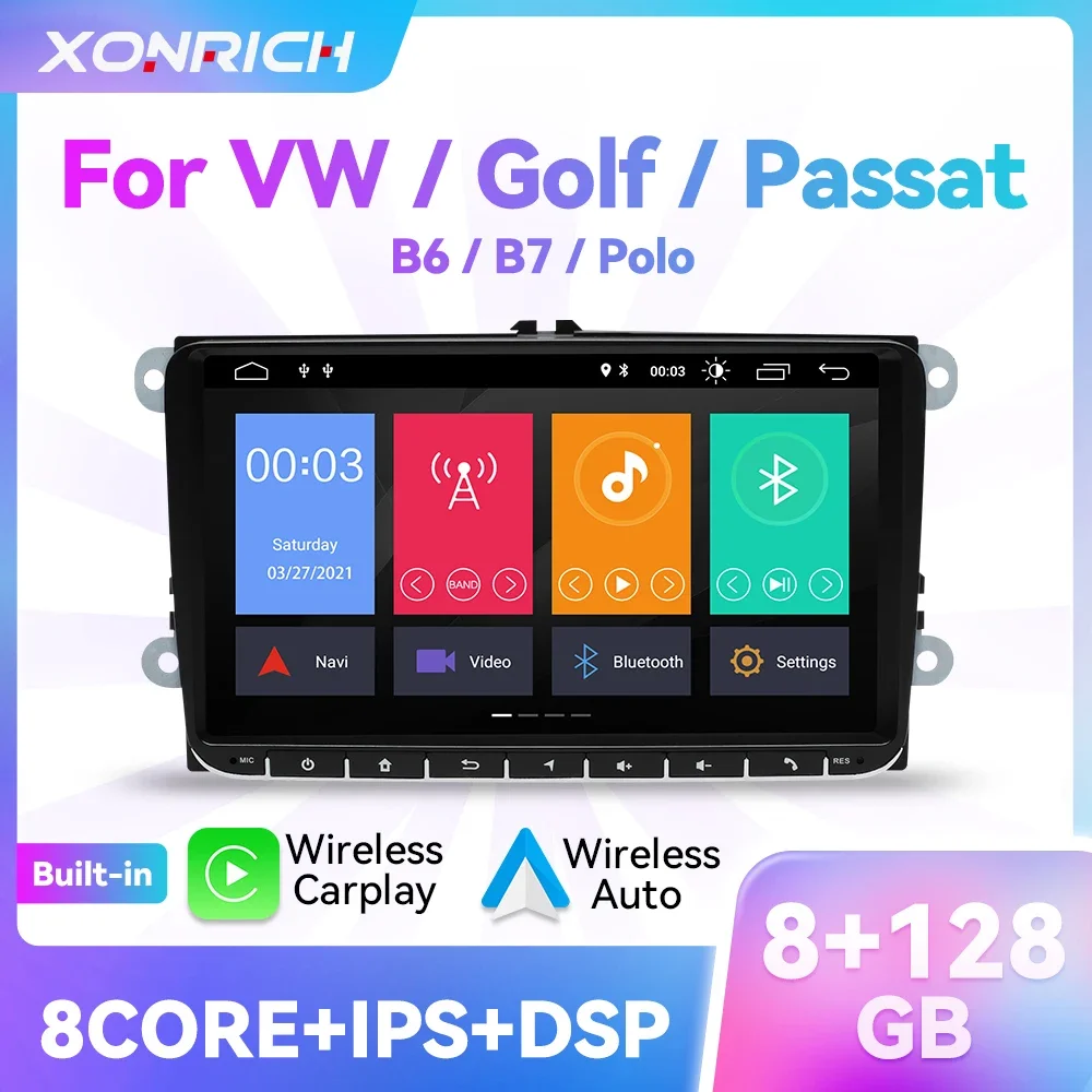 128GB Wireless Carplay Android Auto Radio For Volkswagen VW Passat B6 B7 CC Tiguan Touran GOLF POLO Car Multimedia GPS Autoradio