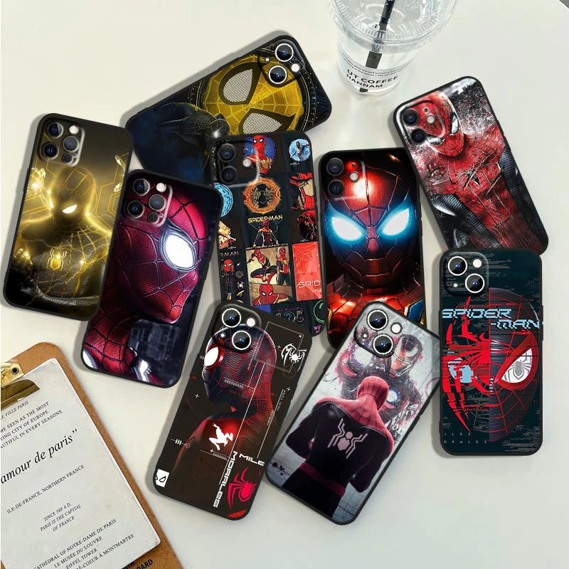 Marvel Cool Hero Phone Case For Apple iPhone 15 14 13 12 11 Pro Max Mini XS Max X XR 8 7 6 5 SE Silicone Black Shell Coque Capa