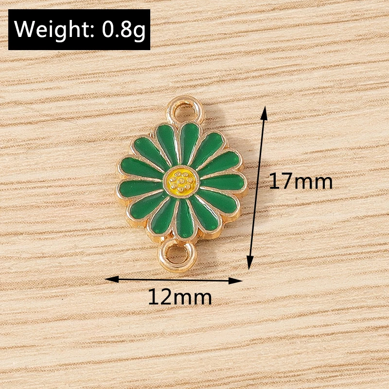 10 Stück 11 x 16 mm niedliche Doppelloch-Emaille-Blumen-Charms-Anschlüsse für Schmuckherstellung, DIY-Armbänder, Halsketten, handgefertigte Bastelbedarf – Detail 5