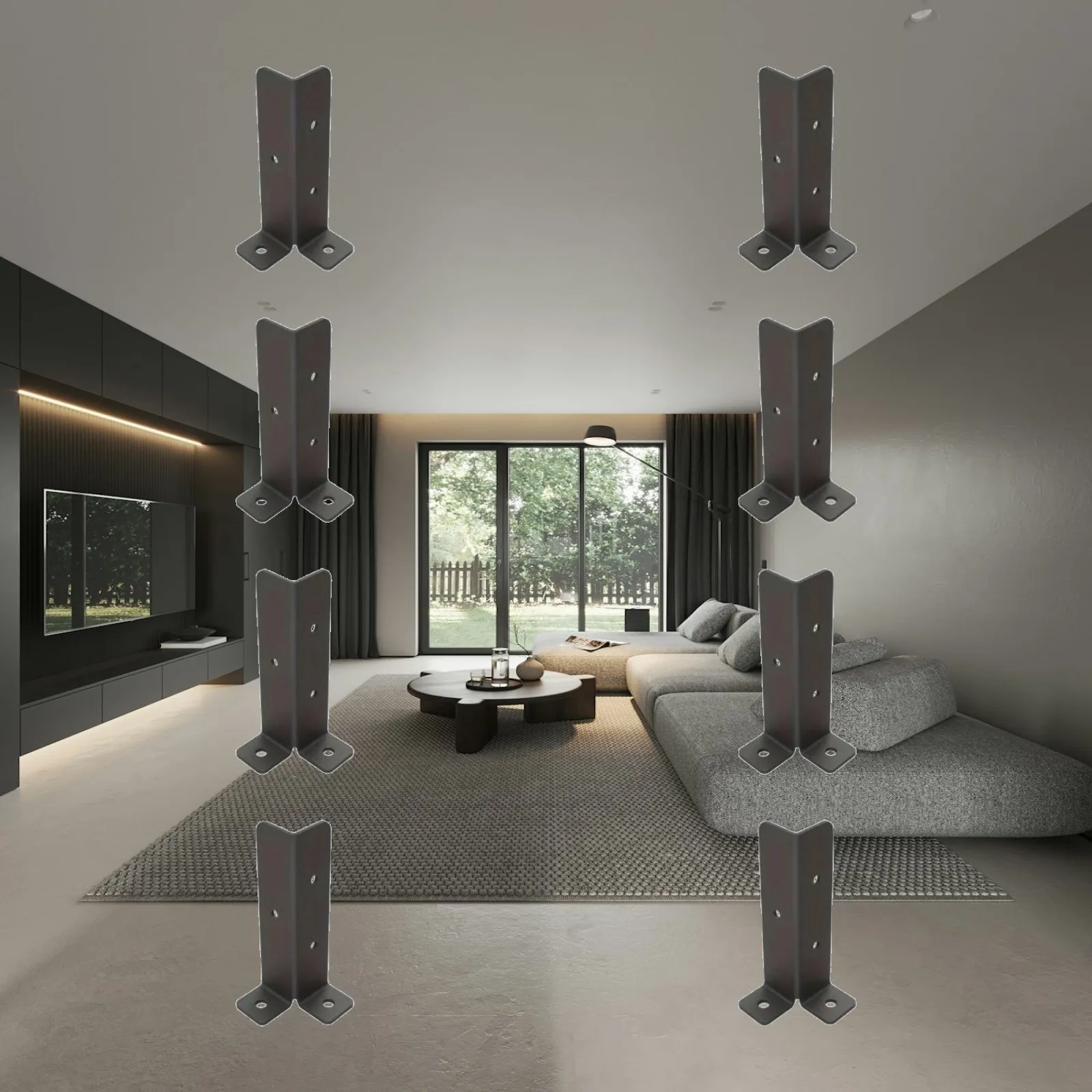 Sturdy Fence Post Bracket Black Angle Support with Screw Holes for Wood Post Deck Railing Pergola Outdoor Build