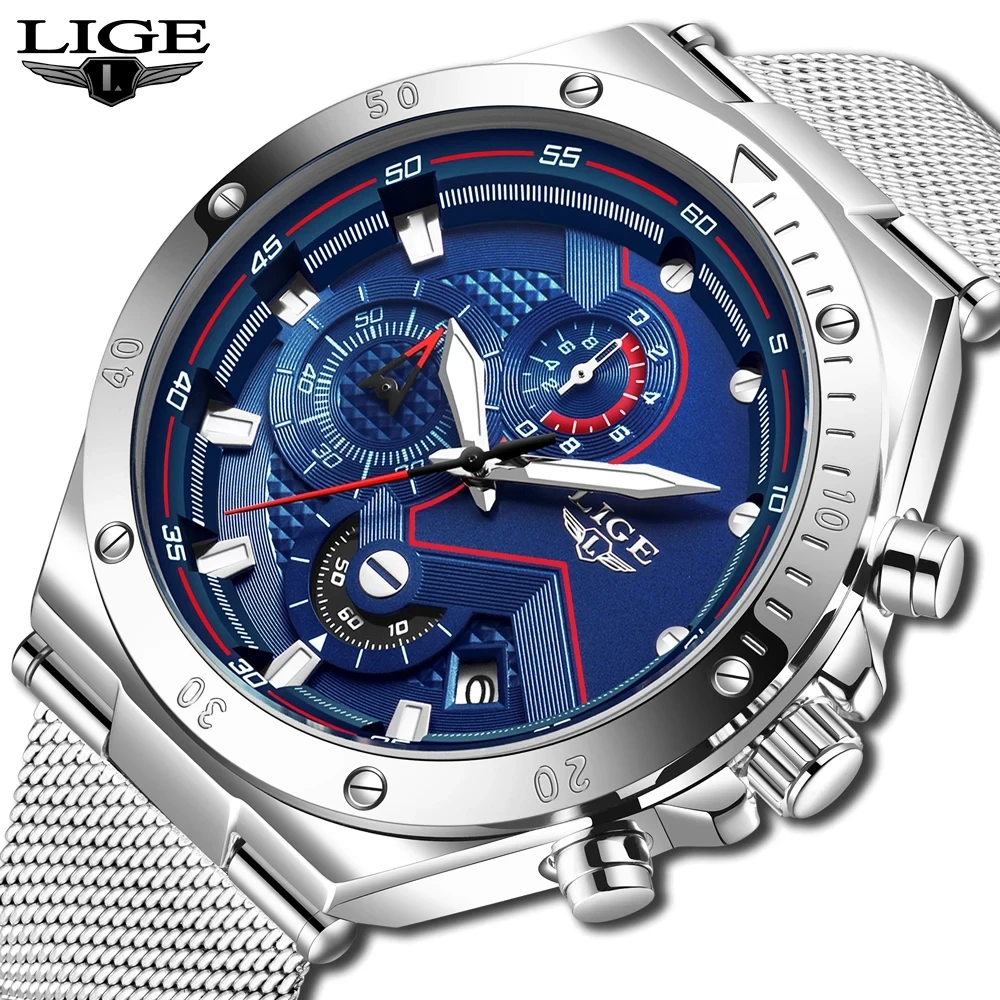 

LIGE Men‘s Watches Casual Chronograph Waterproof Military Sports Wrist Watch Fashion Quartz Calendar Man Clock Relogio Masculino