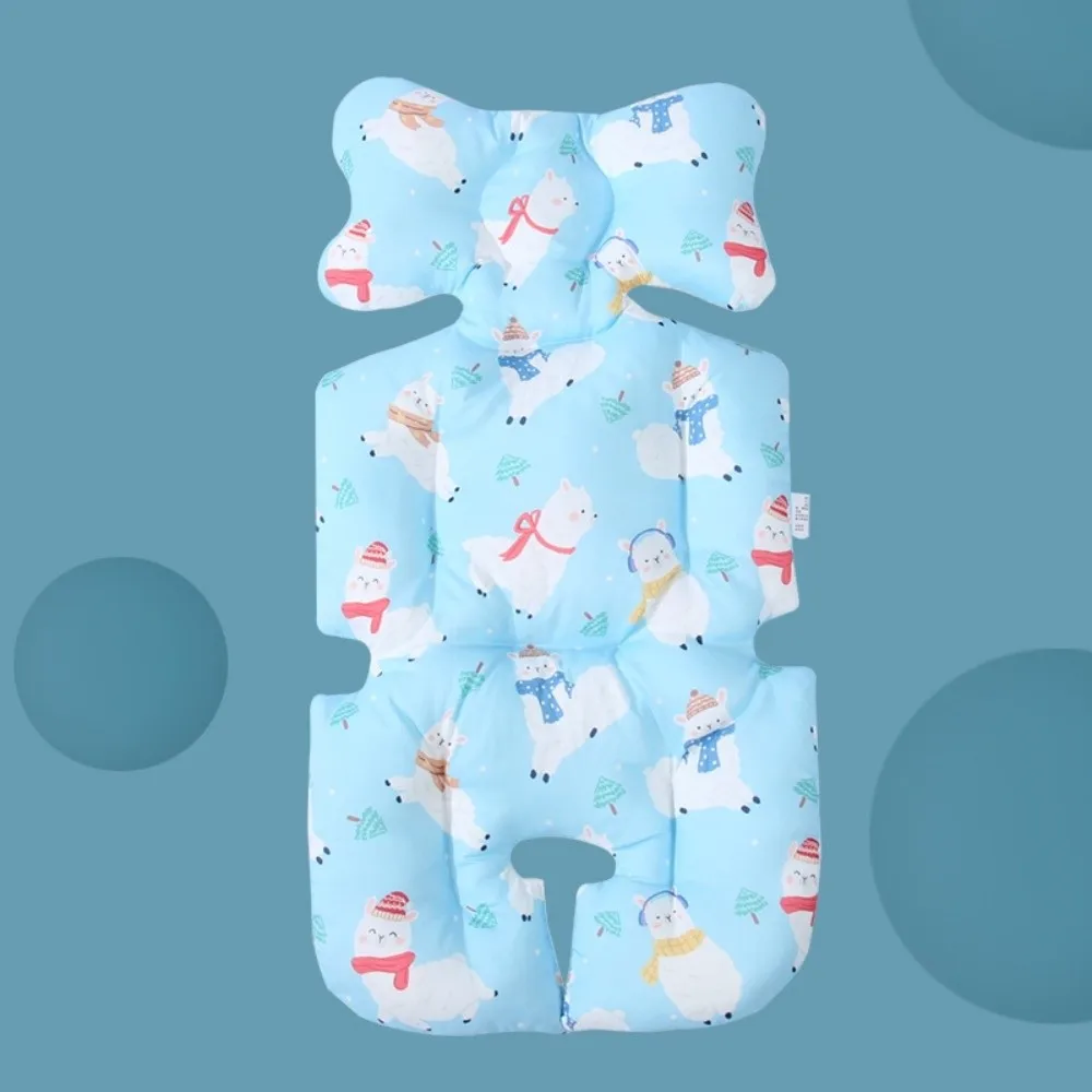 Essential Cotton Stroller Seat Cushion Soft Cartoon Pattern High Chair Liner Pad Warm Protective Stroller Accessories Daily Use