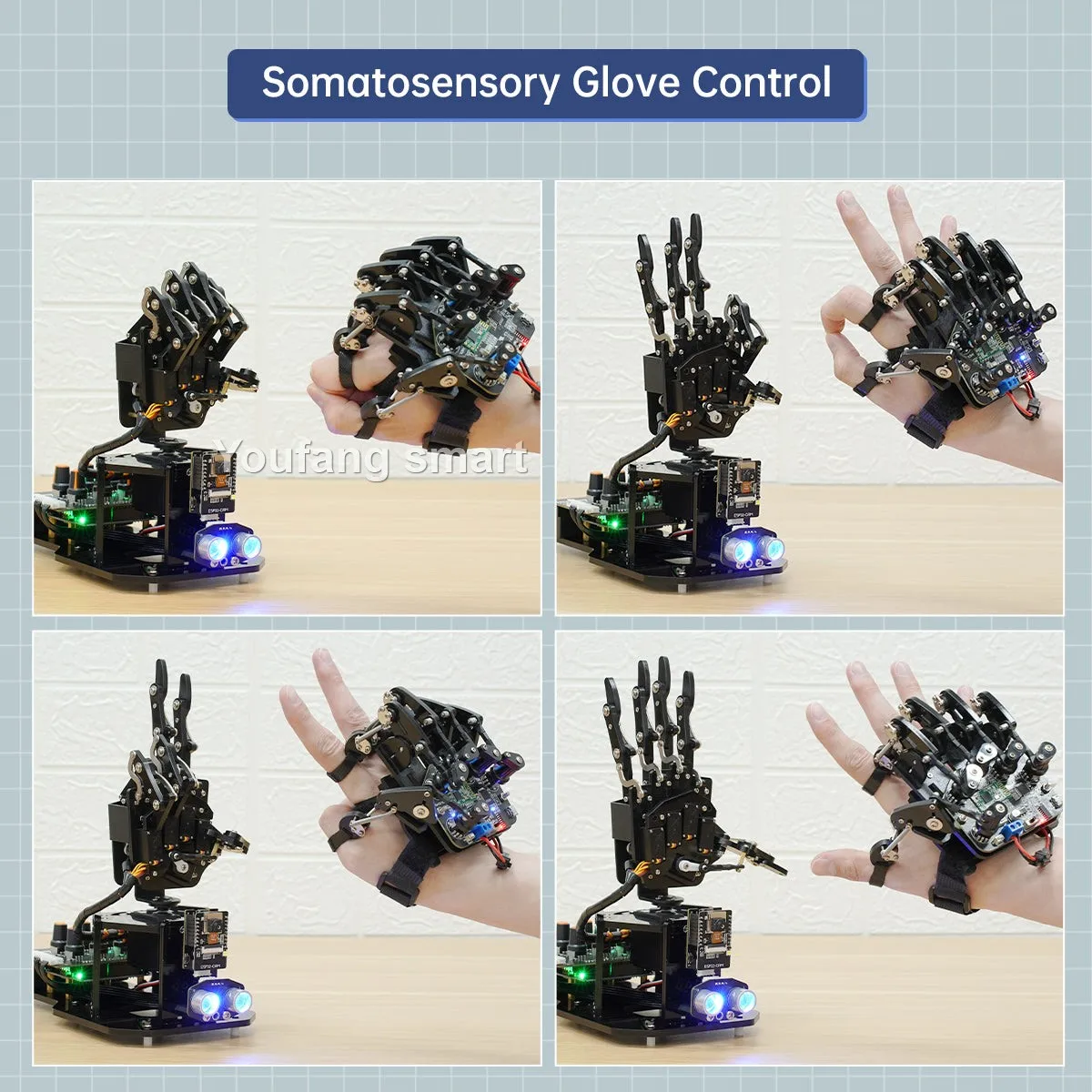 UNO Open Source AI Bionic Robot Hand Support Somatosensory Glove Control 6 Dof Robotic Fingers for Arduino Programming  DIY Kit