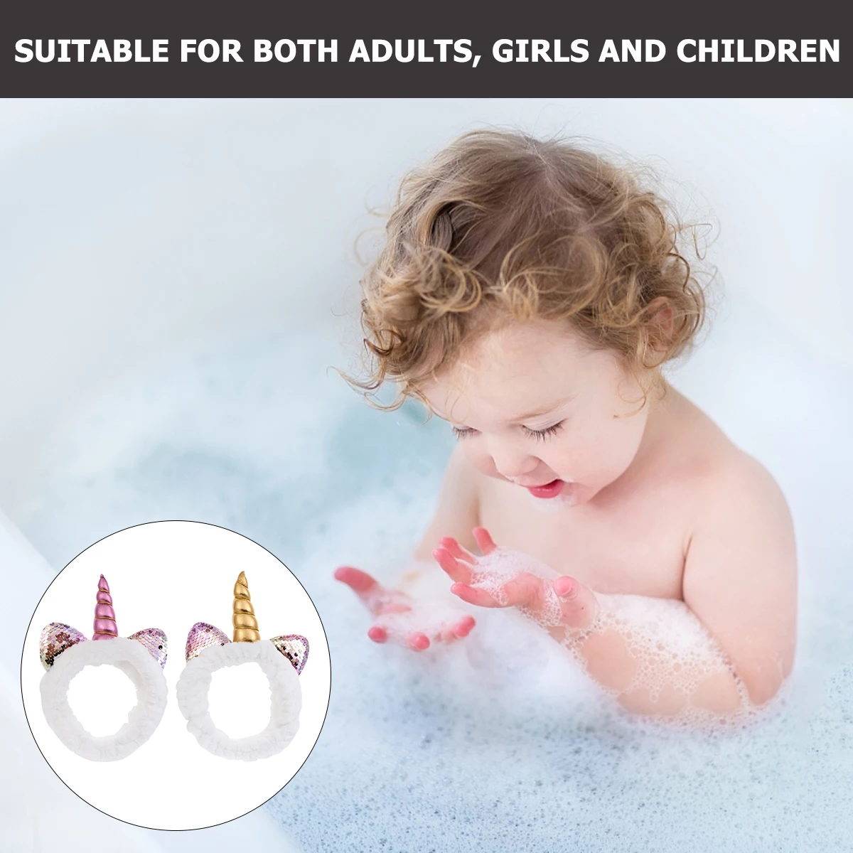 

2Pcs Creative Unicorn Hairband Lovely Elastic Headwear Comfortable Face Washing Makeup Sports Hairband for Women