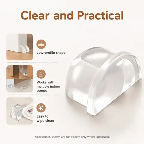 1-8pcs Transparent Silicone Door Stopper Self Adhesive Wall Protector Rubber Bumper Pad For Door Handle Cabinet Corner Furniture