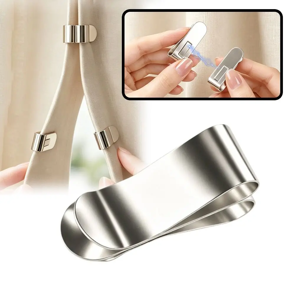 1/5Pair New Metal Magnetic Curtain Clips Drill Free Detachable Magnetic Curtain Fasteners Curtain Holders Bedroom Curtains