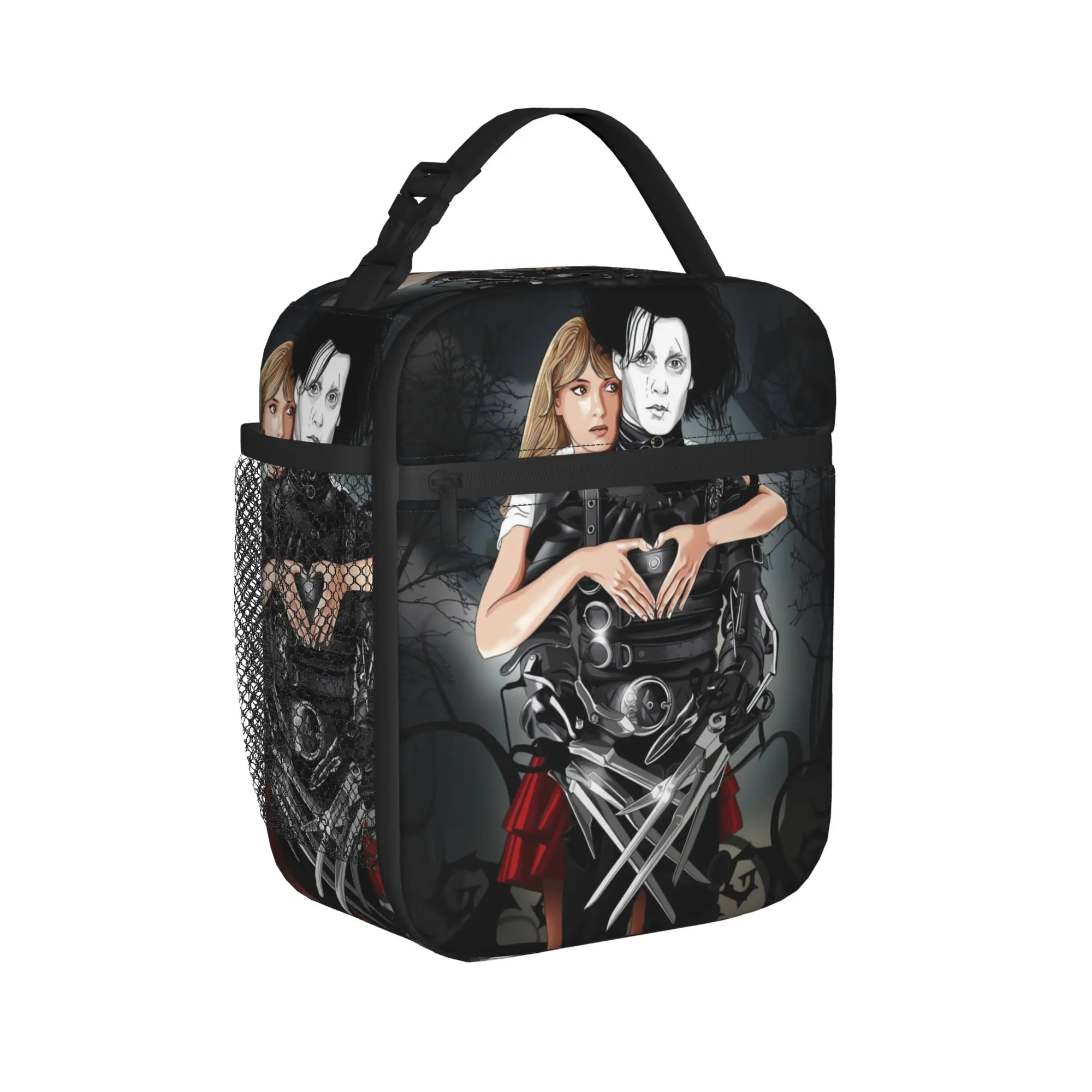 Edward Scissorhands Lunch Bag  Convenient Lunch Box Women School Designer Cooler Bag Retro Oxford Tote Food Bags