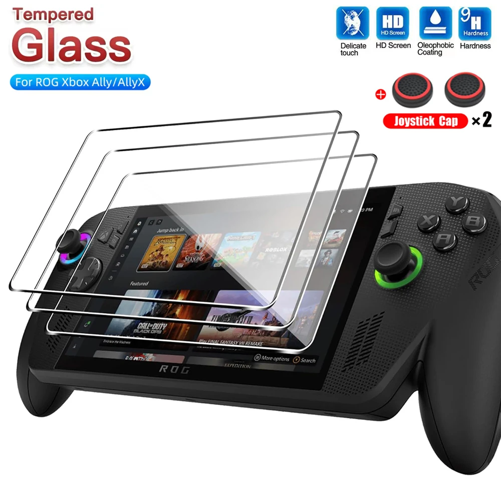Protector de pantalla de vidrio templado para Asus ROG Xbox Ally X con tapa de Joystick accesorios Protector para ROG Xbox Ally