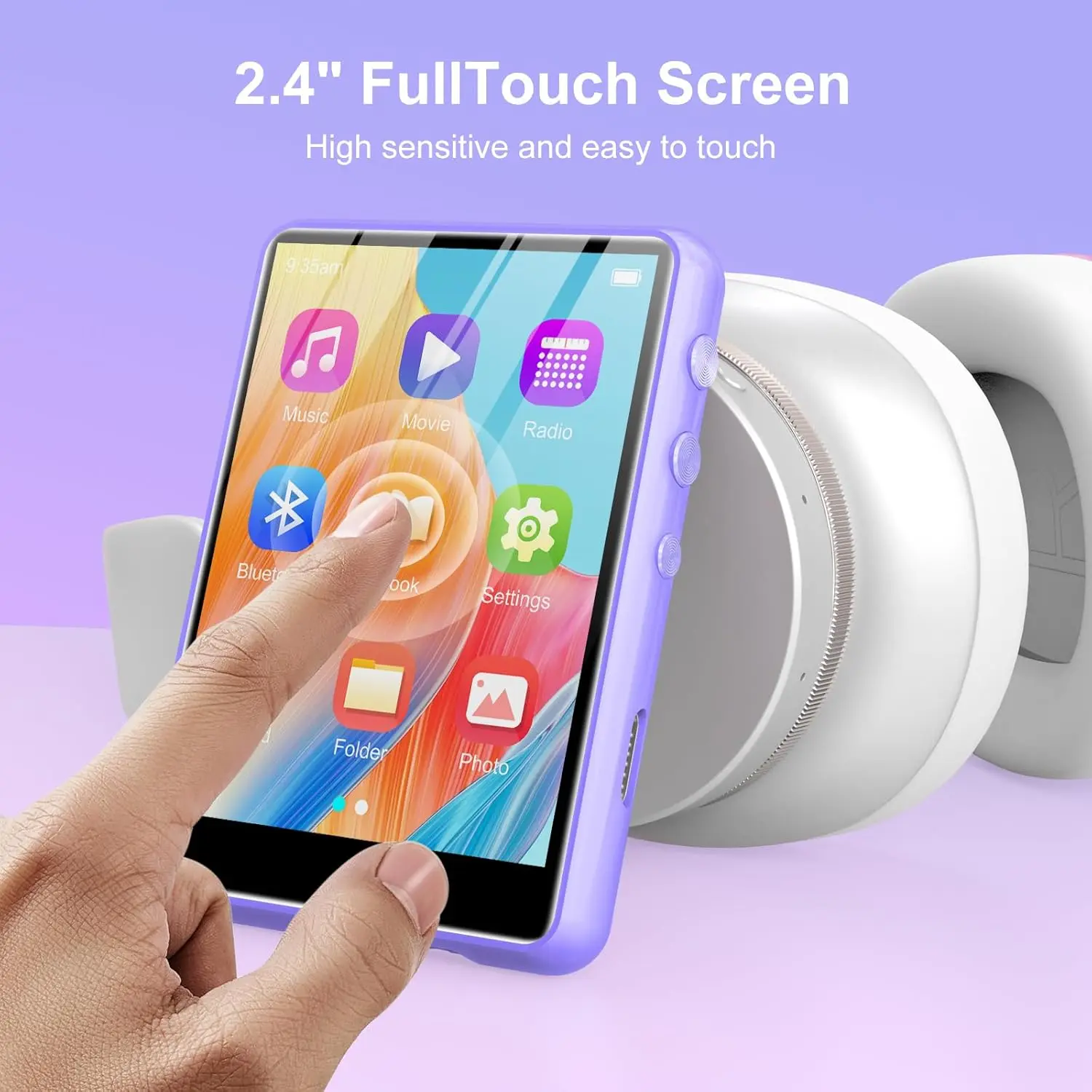 ZAQE  64GB Bluetooth 5.3 MP3 Player with Touchscreen, FM Radio with HD Speakers, up to 128GB Blue