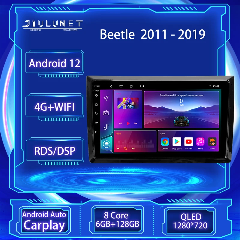 

JIULUNET 8-ядерный автомобильный радиоприемник Android 12 для Volkswagen Beetle A5 2011 - 2019 мультимедийный плеер навигация беспроводной Carplay авто