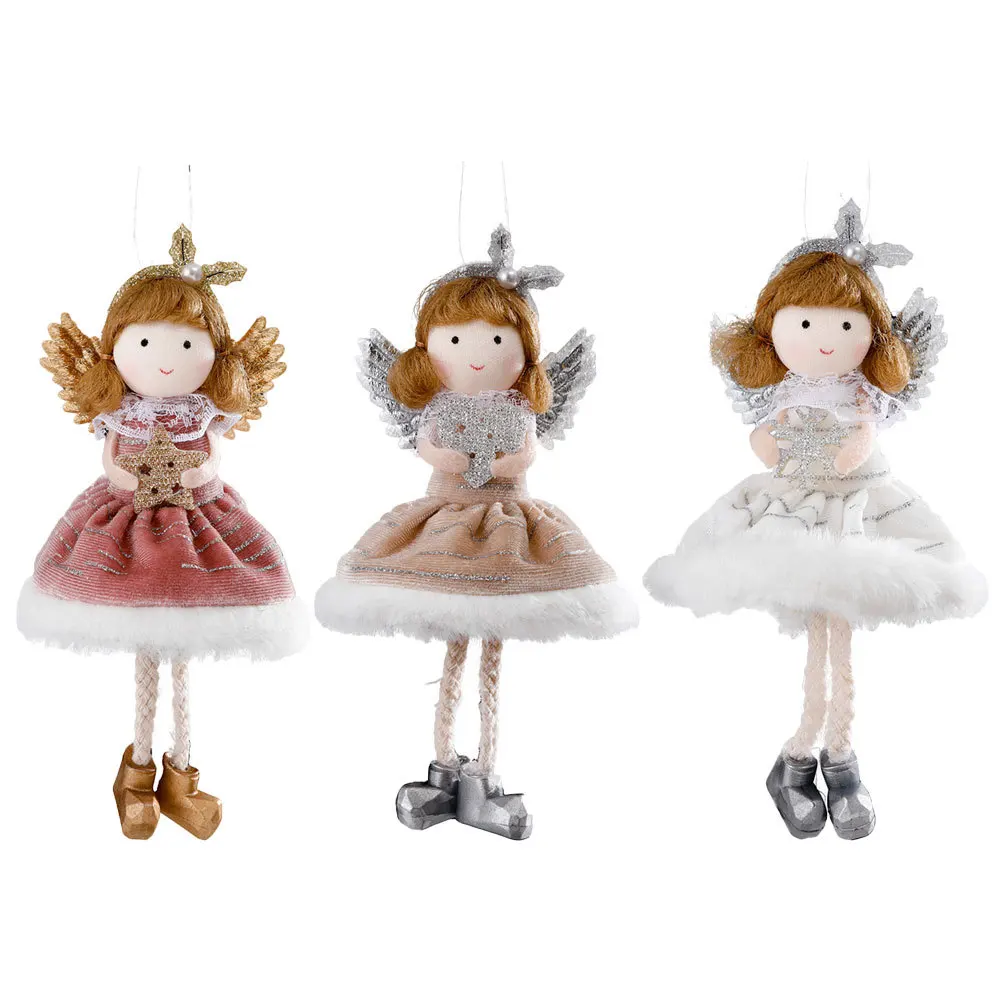 

3Pcs Christmas Tree Hanging Angel Light Fabric Xmas Decoration Hanging Ornaments for Home Party Gifts Angel Ornaments
