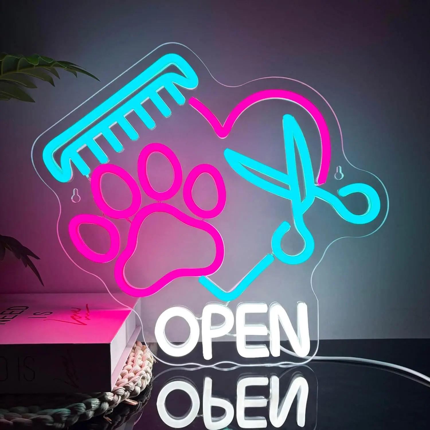 

Светодиодная неоновая вывеска с питанием от USB, регулируемая, для зоомагазинов, зоосалонов, ветеринарных клиник, декора, настенное крепление, подарок