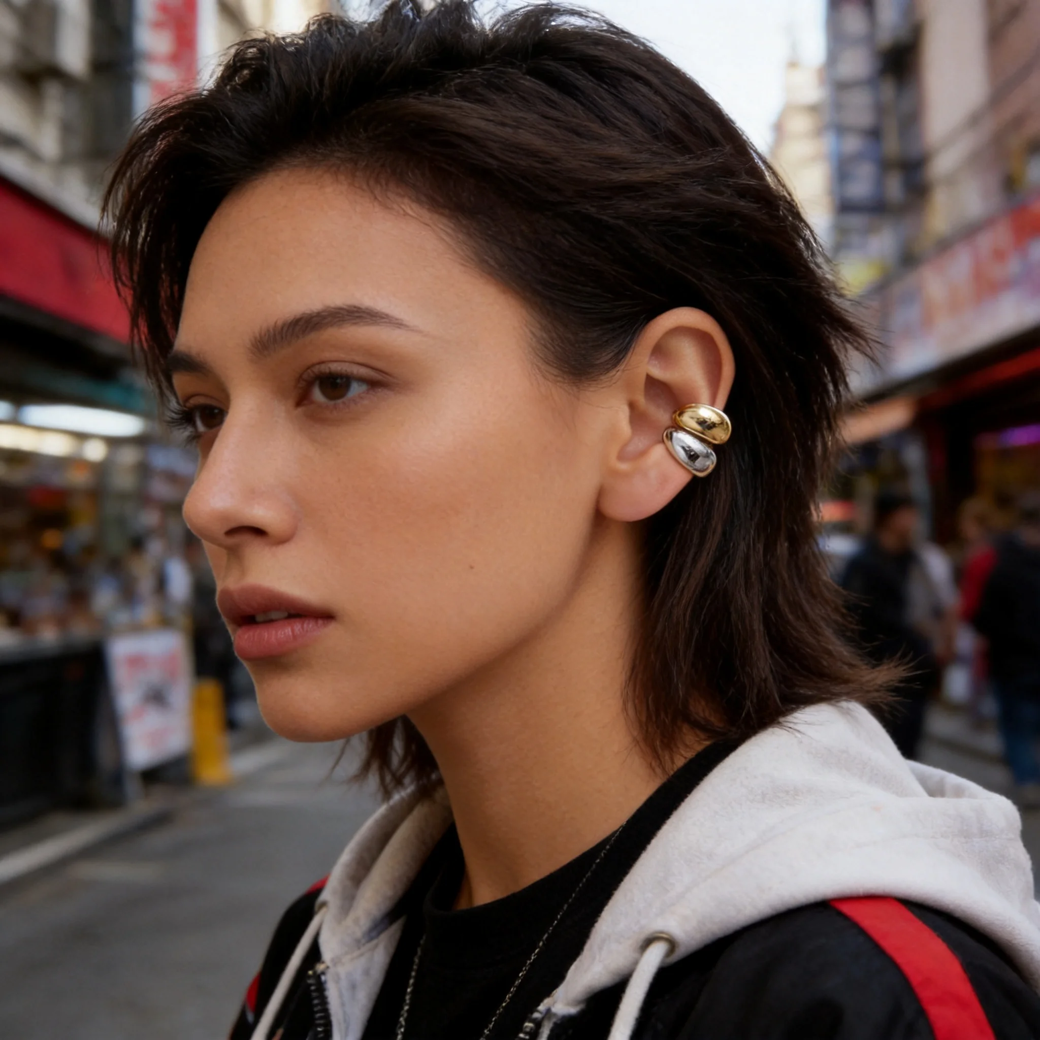 Klobiger Ohrclip, Faux-Piercing, minimalistischer Clip-Ohrring, hohle Ohrklemme, Boucles d'oreilles Femme, Unisex-Schmuckgeschenk – Detail 3