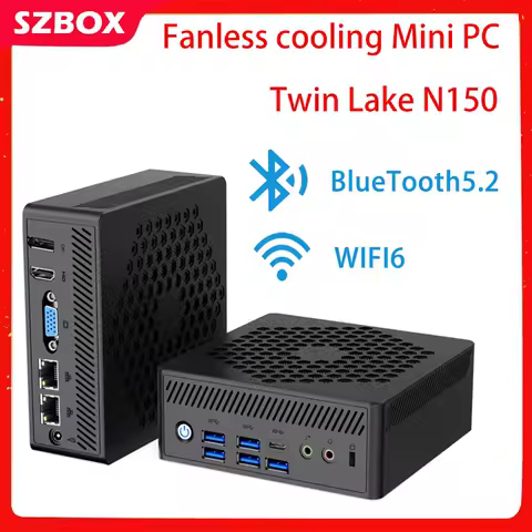SZBOX X15 Twin Lake N150 Fanless Design MINI PC Windows 11 DDR4 16GB 512GB SSD PCle4.0 WIFI6 BT5.2 4K HD Desktop Gaming Computer