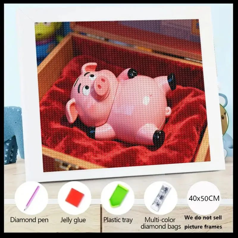 

1 шт., 5D DIY, полный дрель, набор для алмазной живописи, милый мультяшный розовый копилка, персонаж животного, хрустальное алмазное искусство, расслабляющая домашняя стена