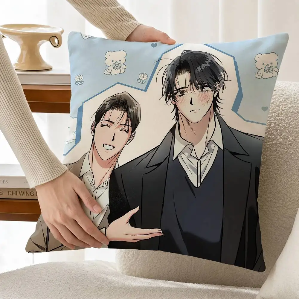 Manhwa Hit Me Hard Woon-ha Gyu-won Customizable Square Cushion Cover Double Sided Print Pillow Case