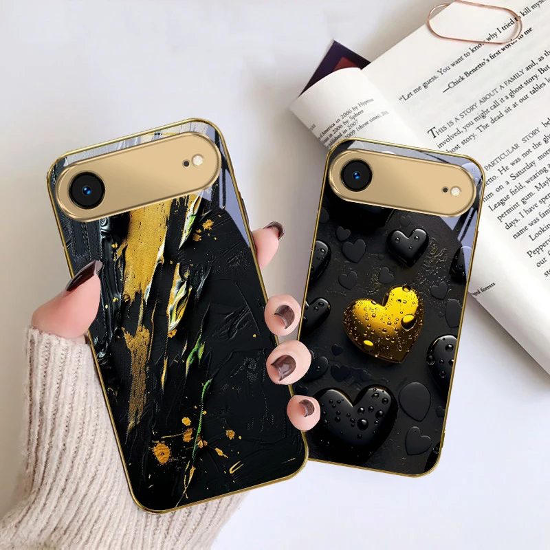 

Dazzling golden color For IPhone 17Pro Max 16 17 Pro 15 P ro 14 13 Plus 12 Mini 11Pro Max XR 16E 17 Air Golden glass phone case