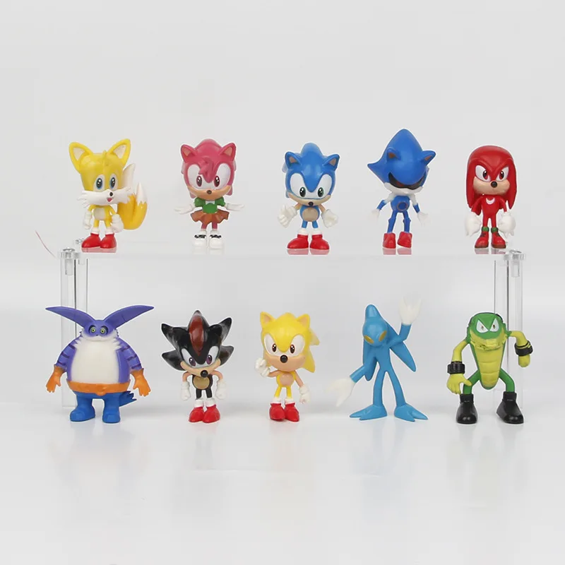 12 pezzi/set simpatico personaggio sonico giocattolo riccio coda d'ombra figura anime modello bambole giocattolo animale per bambini regalo di compleanno
