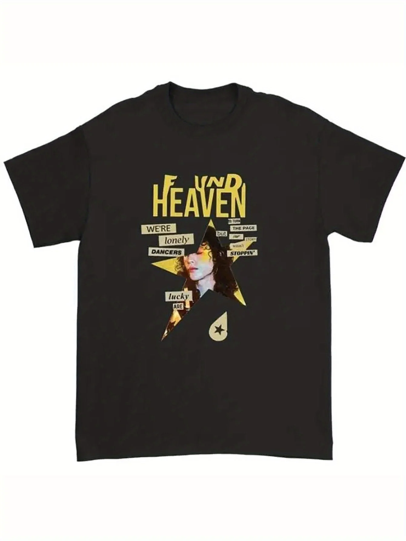

Conan Gray Found Heaven Tour 2024 Men's Cotton T-Shirt - Black Comfort Fit Casual Tee with Yellow Graphic Print, Machine