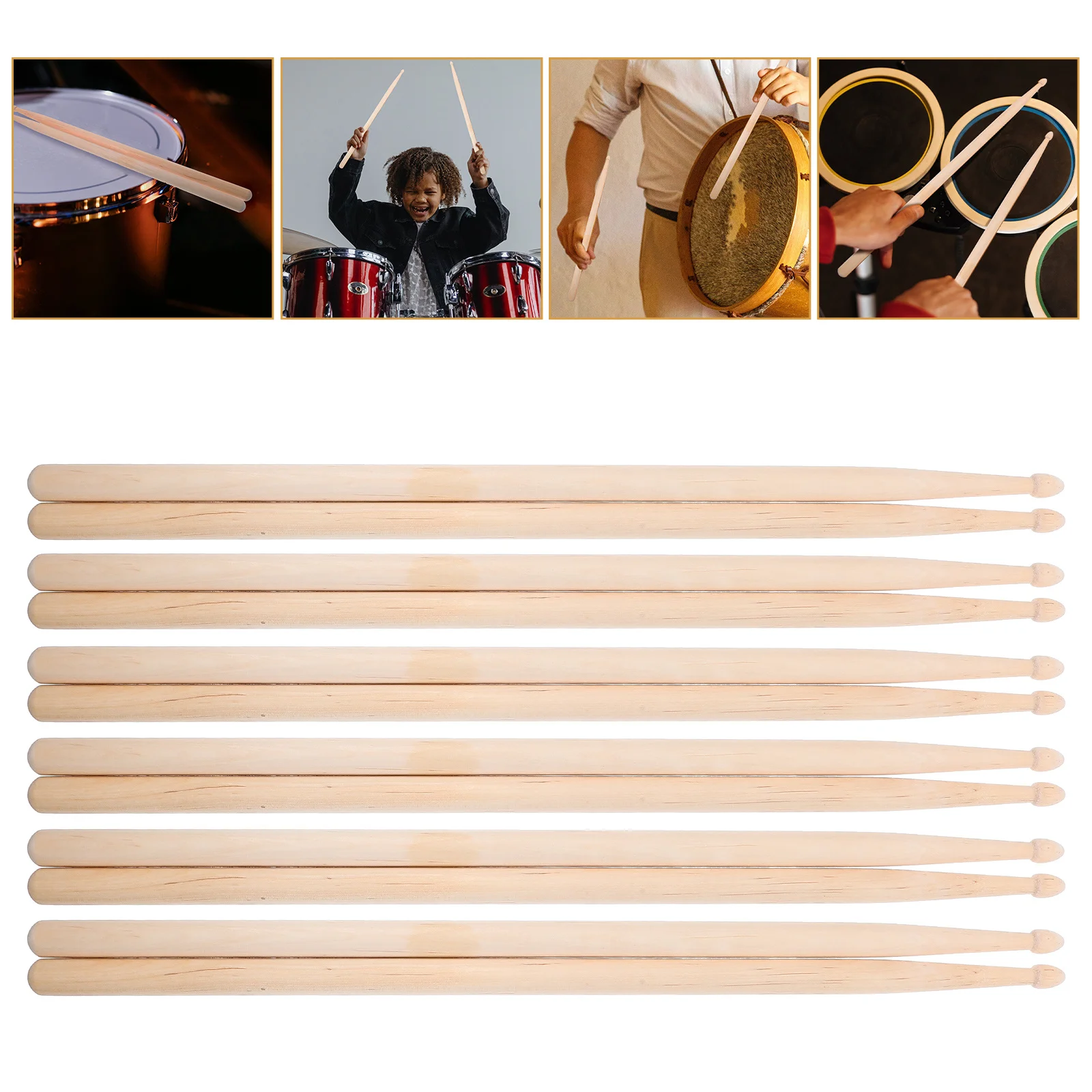 

6Pairs Drumsticks Maple Wood Comfortable Grip Drum Sticks for Jazz Drumsets Drumming Equipment Drum Sticks