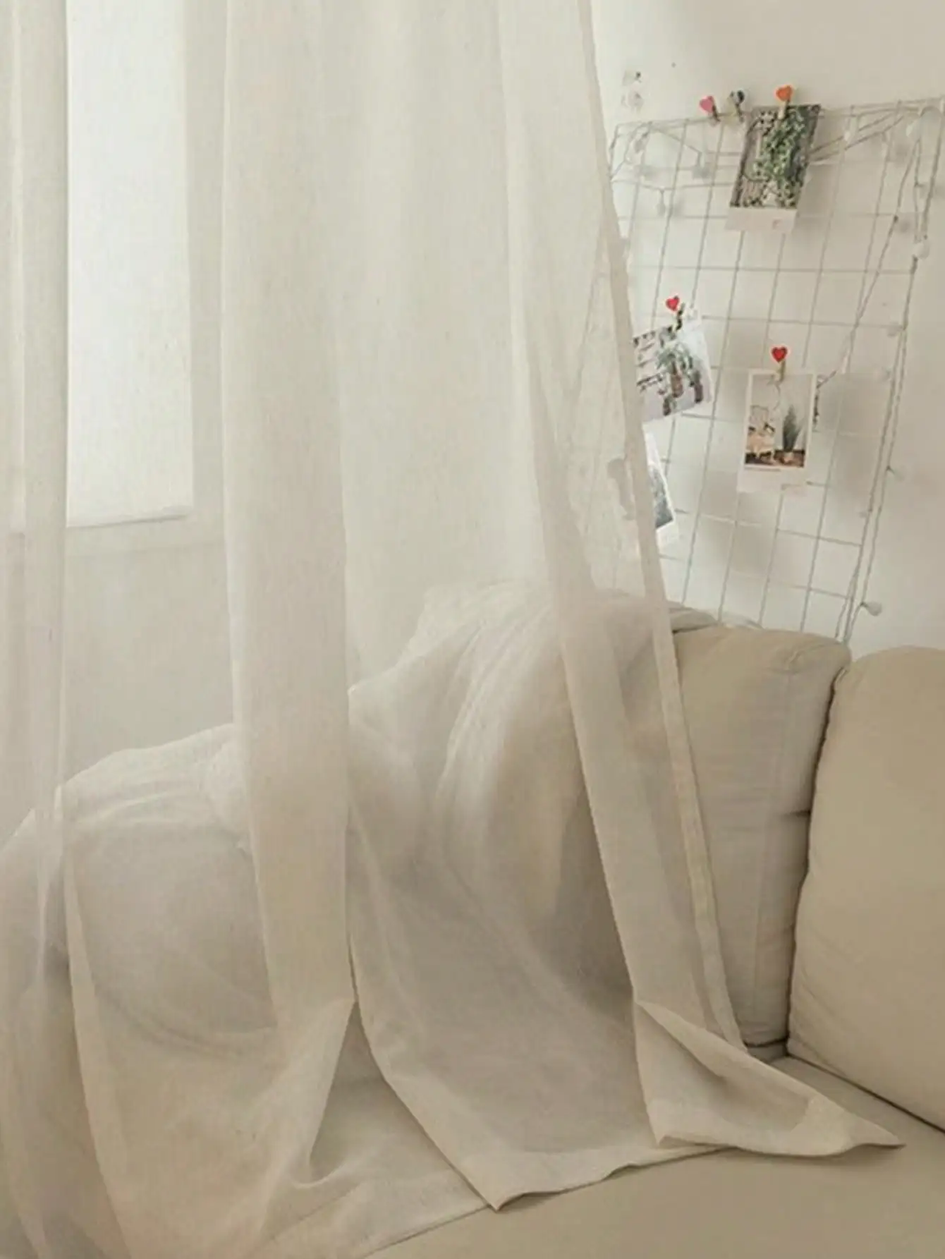 Japanese linen style screen  bedroom living room window screen curtain hook and loop fastener