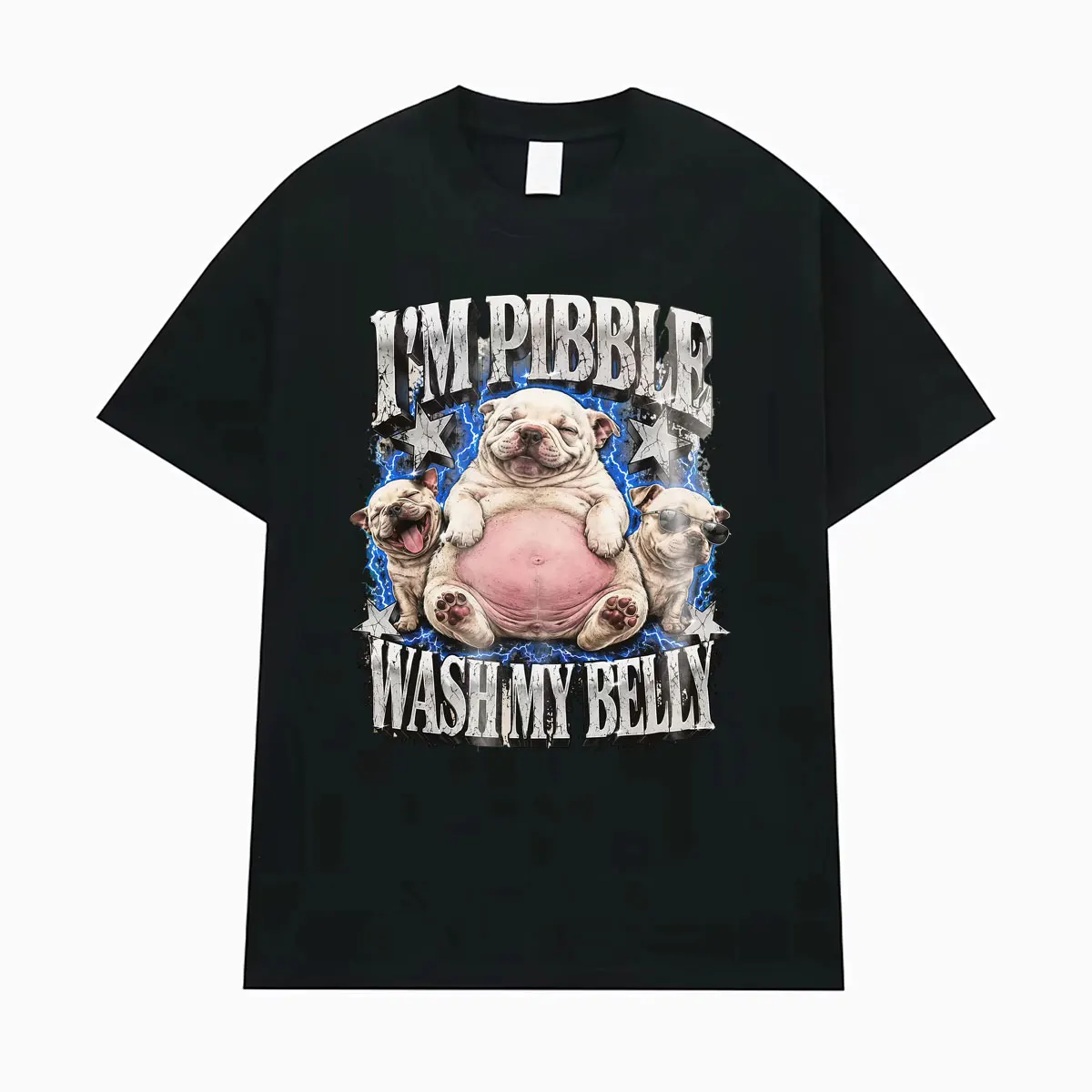 I'm Pibble Wash My Belly Funny Chubby Bully Dog Mom T Shirts Distressed Grunge Pit Bull T-shirts Men Women Fashion Humor T-shirt