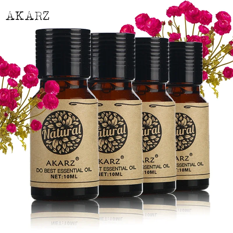 

Premium AKARZ Essential Oil Kit: Ylang, Violet, Clove, and Lemongrass - Ideal for Aromatherapy, Massage, Spa,Skin Care - 10ml*4