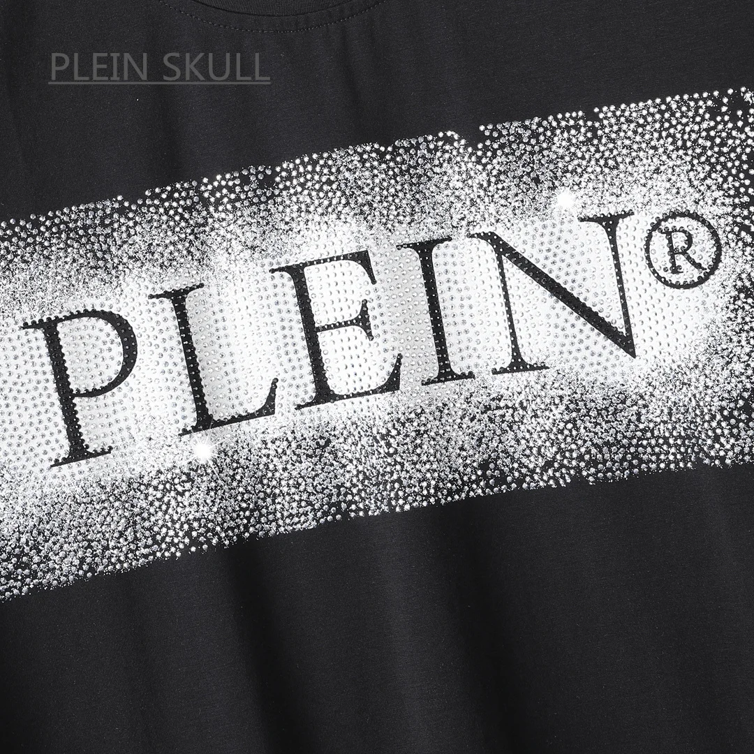 PLEIN SKULL Lightweight Men\'s T-shirt Fit Gothic Punk Party Short Sleeve Top Round Unisex Sports Retro Summer Trend Neck Tee