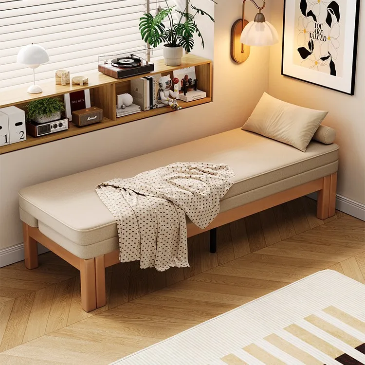 Double single sitting and lying dual-purpose bed Iron push-pull bed Telescopic bed Small apartment living room Solid