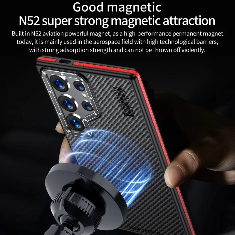 Real Kevlar Aramid Fiber Magnetic Wireless Charging Case for Samsung Galaxy S24 Ultra S24Ultra Shock Absorption Shockproof Cover
