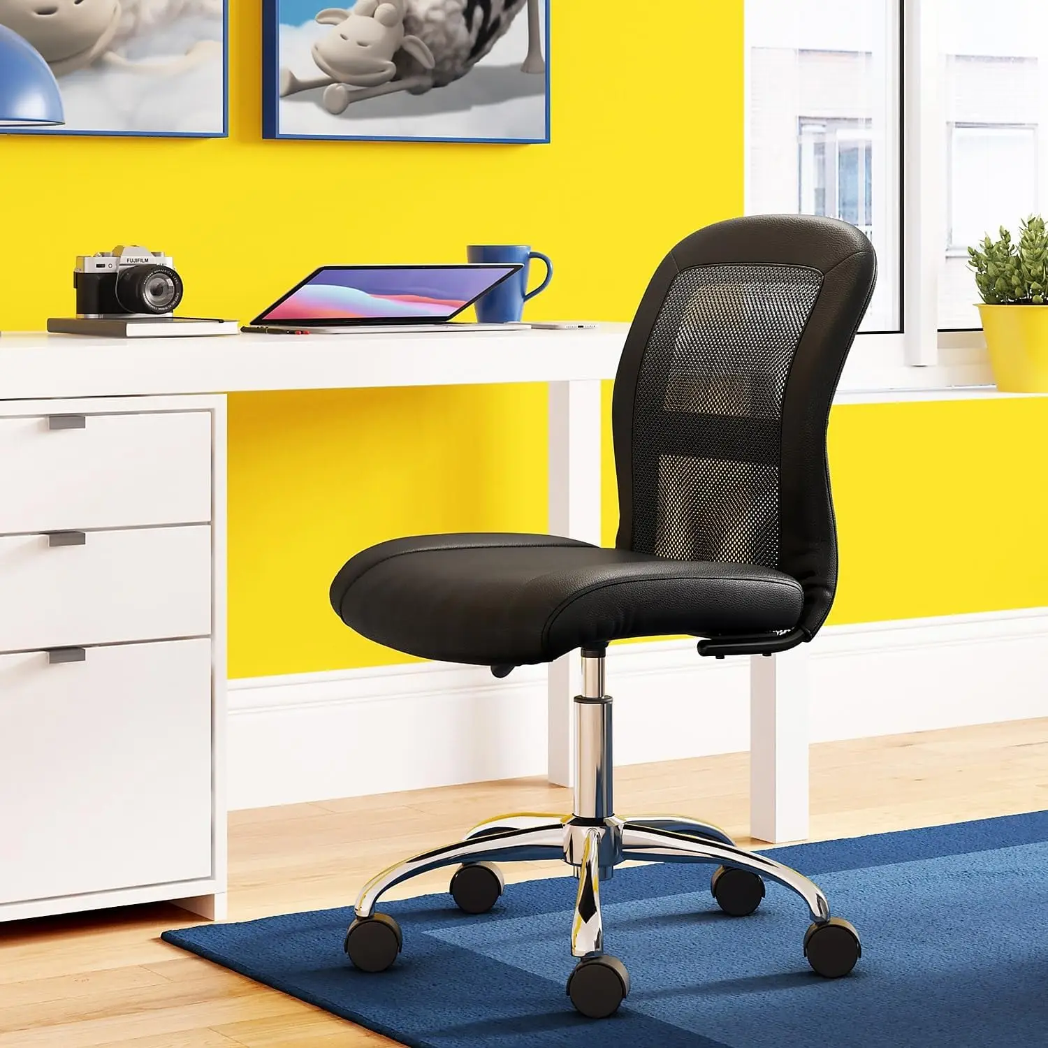 Desk Chair Small TaskChair with Wheels, Breathable Mesh Back, Foam Cushion Seat for Comfort, Functional, Lightweight