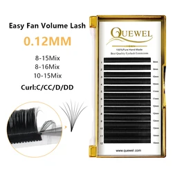 Quewel Lashes Easy Fan Blooming Eyelashes Extension 8D/10D/20D Volume Eyelash Automatic Flowering Silk Lash Extensions 8-15mix