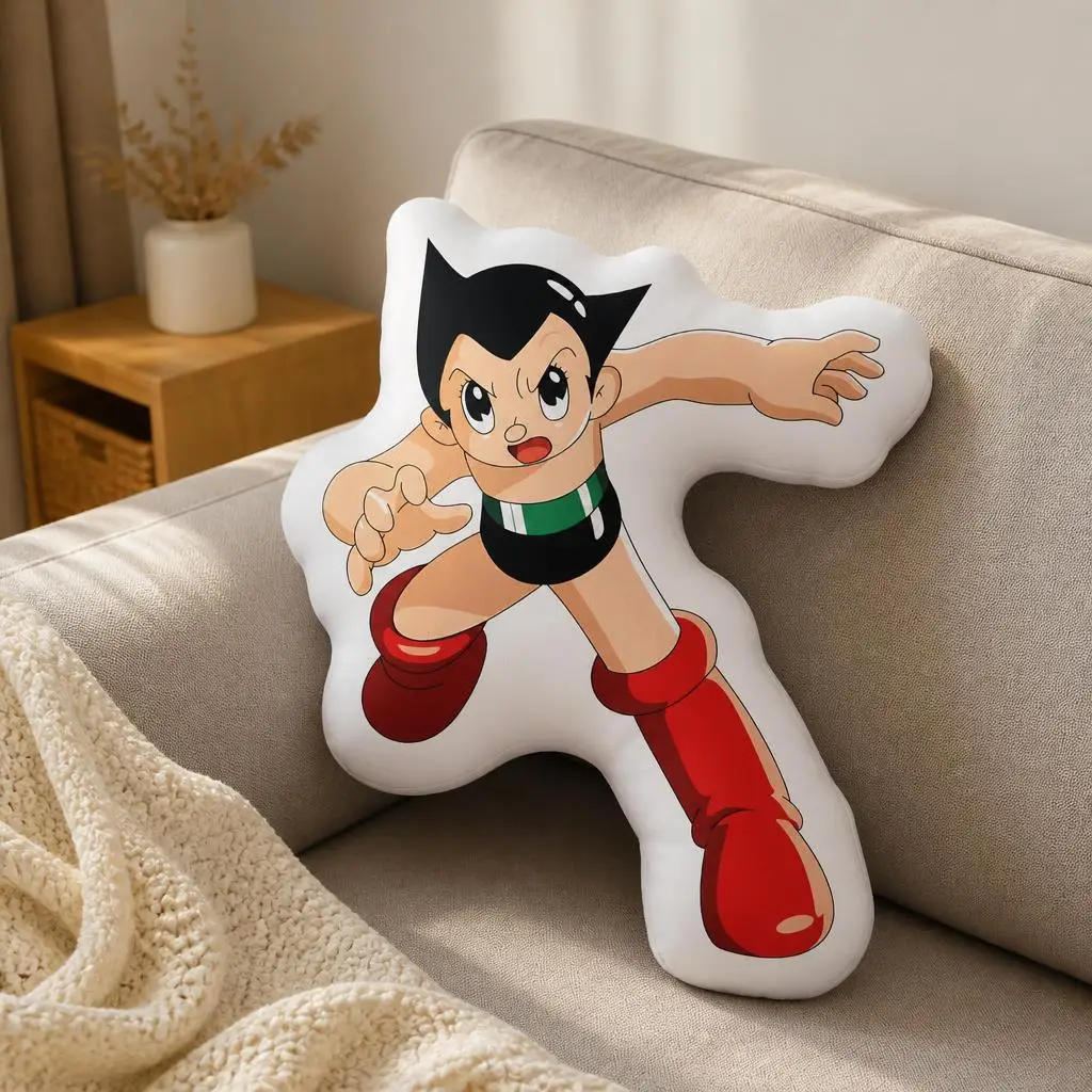 Astro Boy Fighting Stance Shaped Throw Pillow Stuffed Cushion Anime Character Home Decor Sofa Accent Gift for Manga Fans