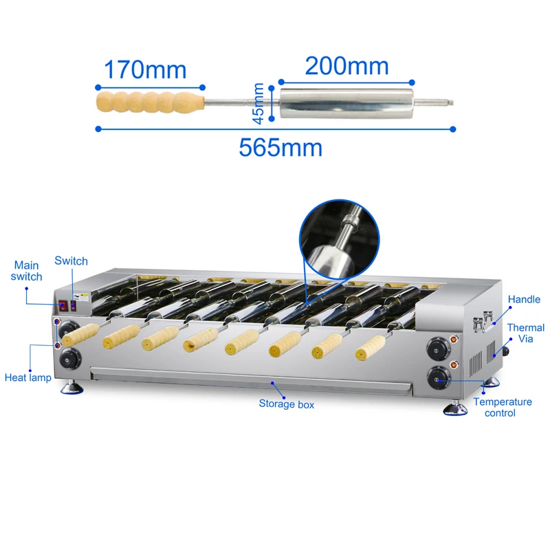 Máquina de cozimento de rolo de pão de chaminé de aço inoxidável 110V 220V simples e fácil de operar