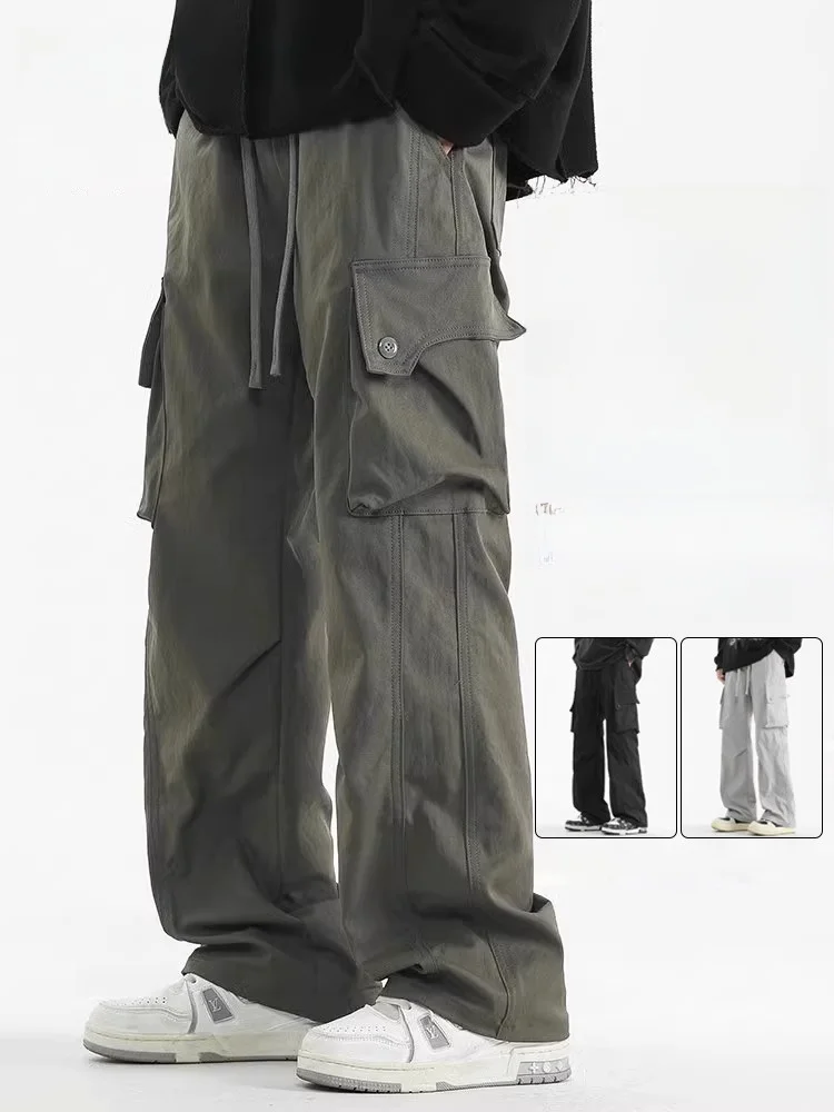 

La Chapelle Мужские прямые брюки для спецодежды, повседневные свободные брюки в американском стиле, осень 2025 Faion Trend, полиэфирное волокно