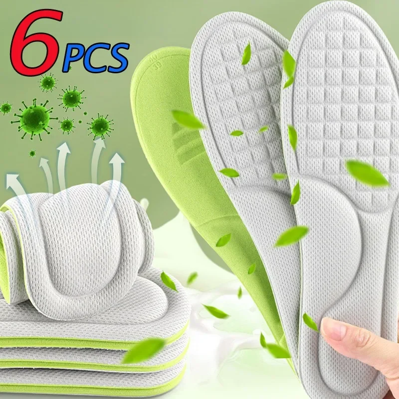 

2/6pcs Nano Memory Orthopedic Insoles Carbon Antibacterial Deodorant Shoe Pads Men Women Sport Sweat Absorption Running Cushion