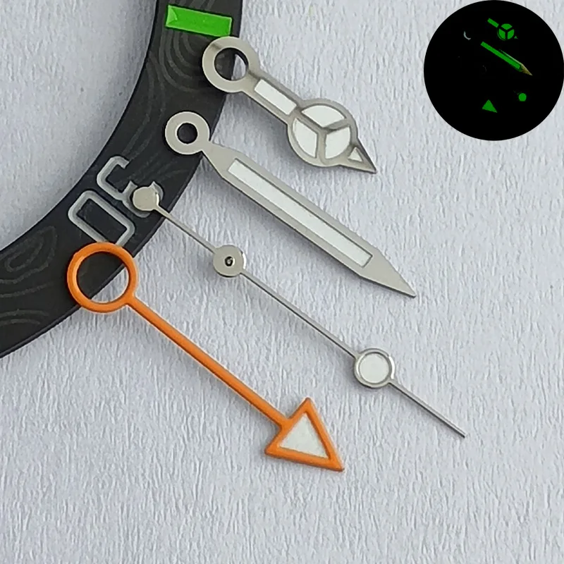 Silver GMT hands blue-green/green luminous NH34 GMT watch 4-point NH34 automatic movement watch accessories watch parts