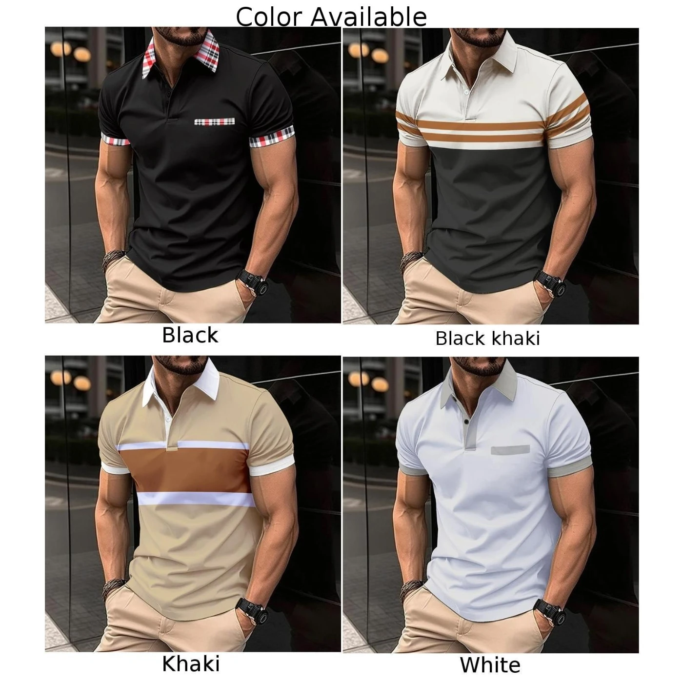 Mens Tops Shirt Short Sleeve Stripe T Shirt Tee 1 Pc Blouse Button Collar For Summer Polyester Regular Fashion