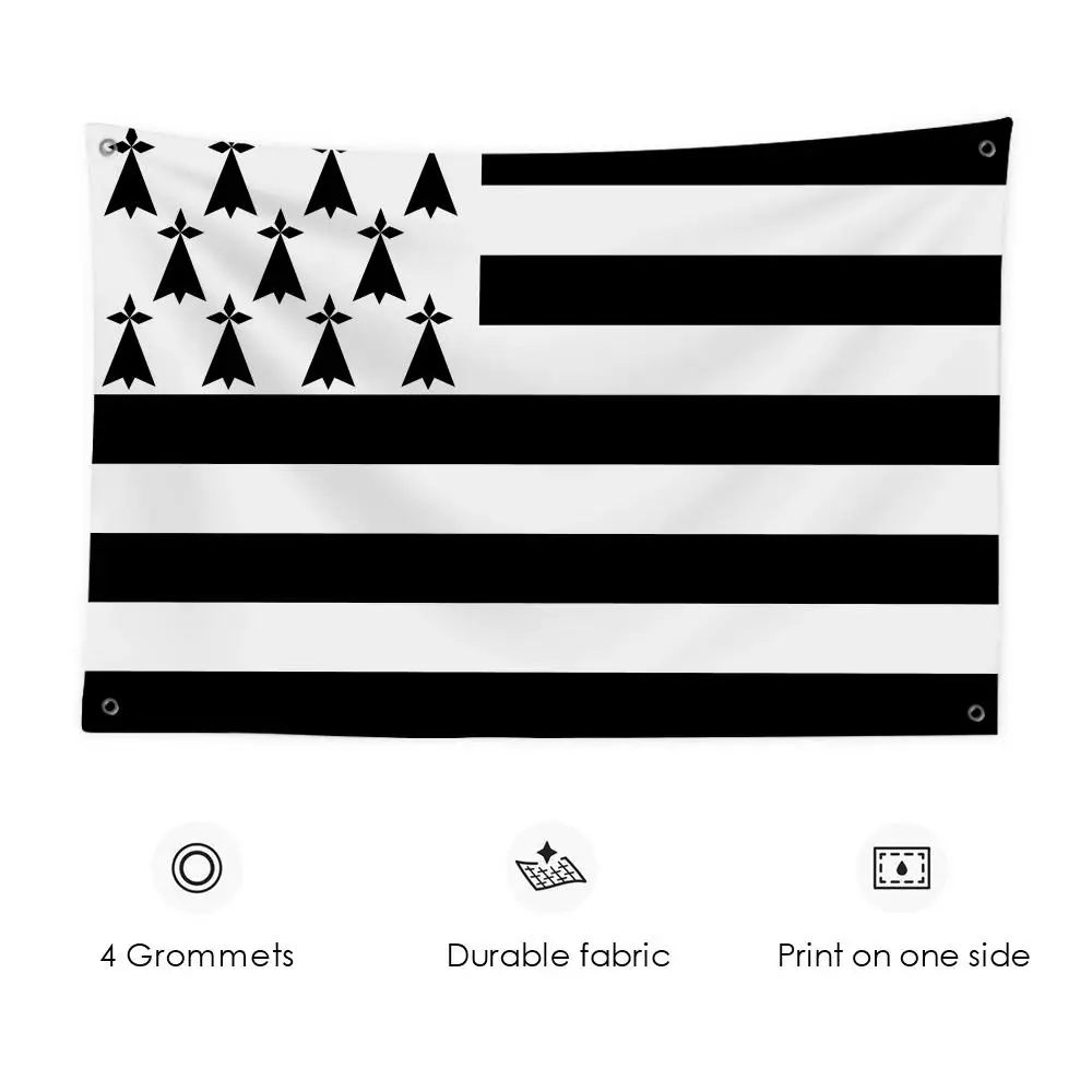 

Brittany Breizh Bretagne Flags 3x5 Ft Custom Banner For Garage Door Room Decor Wall Out Decoration With Metal Buckle
