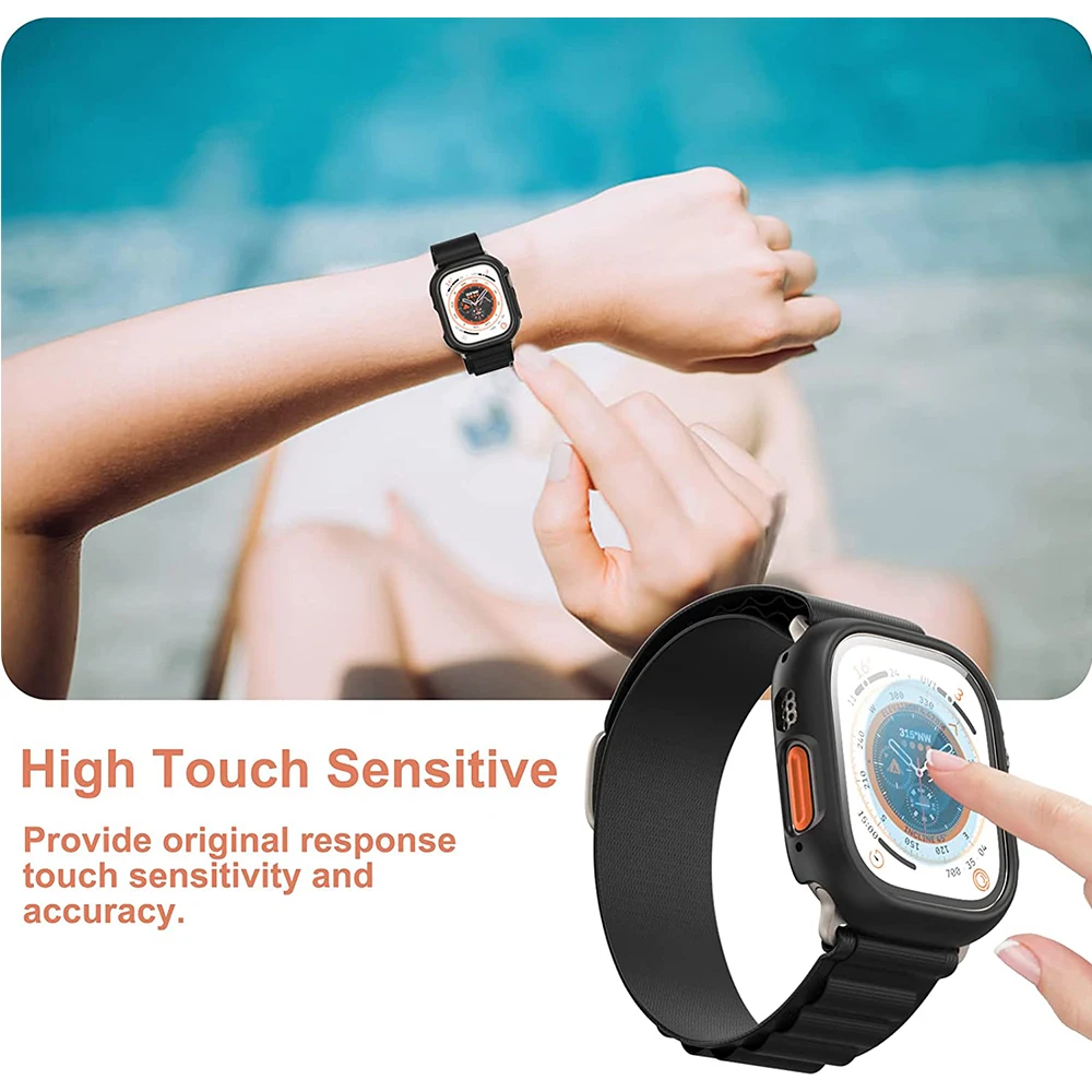 Vetro + custodia per Apple Watch Ultra 49mm antigraffio PC Apple Watch Ultra Case Iwatch Ultra/8 Pro 49mm Cover + pellicola proteggi schermo
