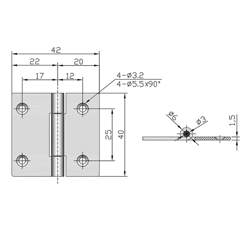 Industrial Machinery Cabinet Door Hinge 304 Stainless Steel Foldable