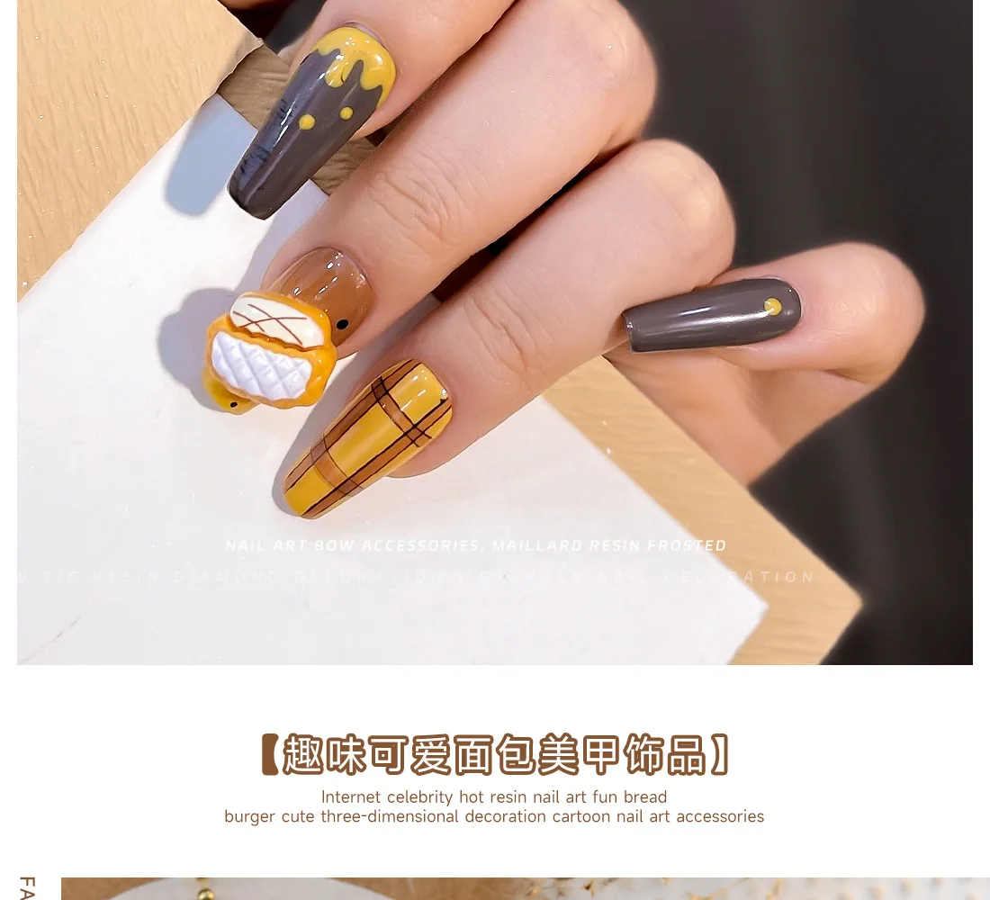 20 pezzi mini cartone animato crema dessert resina ciondoli per unghie gioielli carino pane decorazioni per unghie accessori parti di strumenti per manicure fai da te