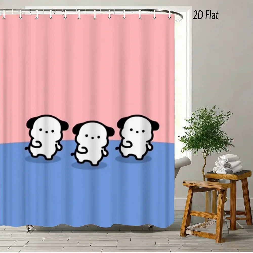 Cute Cartoon Pochacco Print Shower Curtain Waterproof Polyester Fabric Bath Curtain With 12 Hooks Easy To Install For Bathroom D view 4