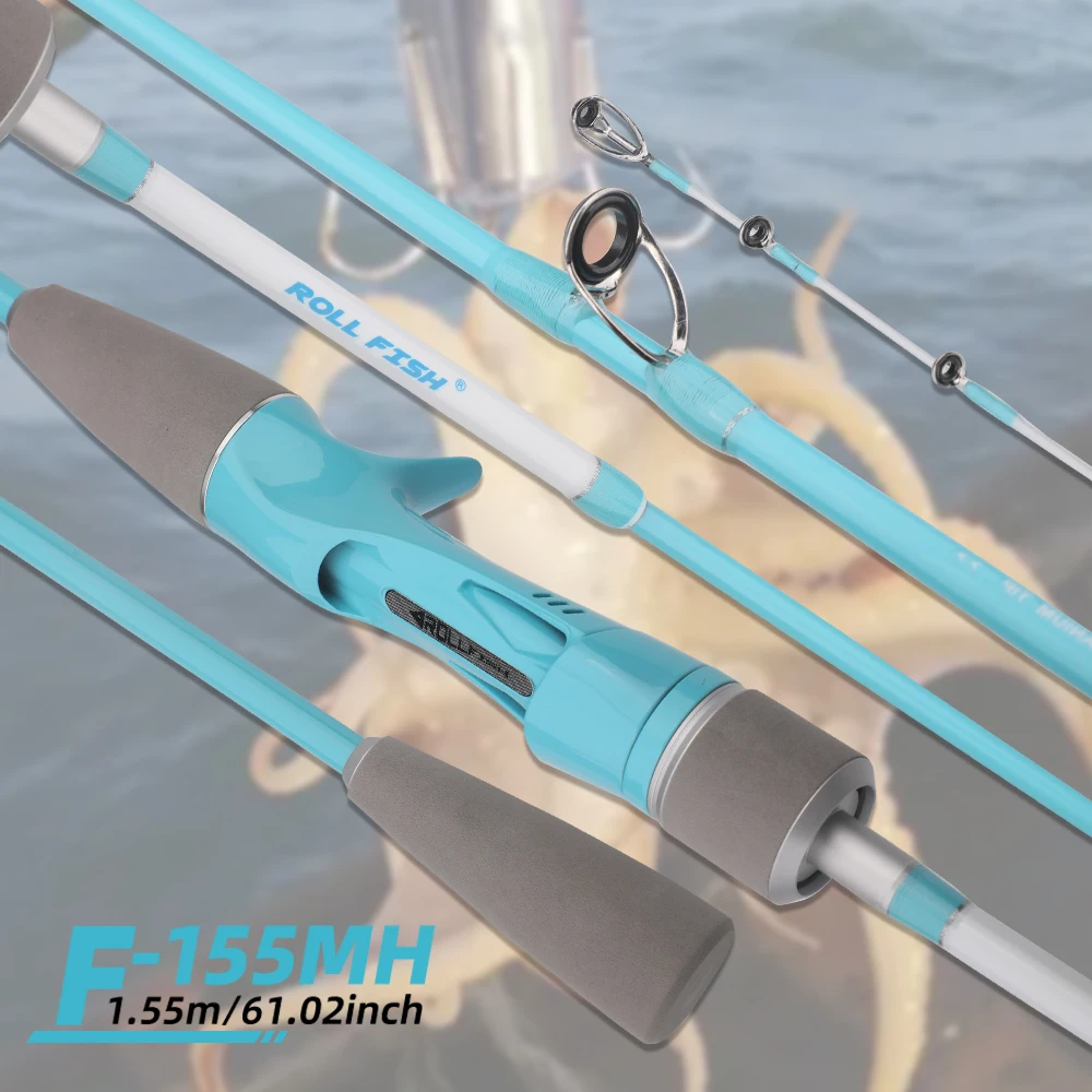 ROLLFISH 1,55M Titan-Spitze Oktopus-Tintenfisch-Kohlefaser-Salzwasser-Bootsrute zum Slow Jigging und Casting + Aufbewahrungstasche – Detail 2